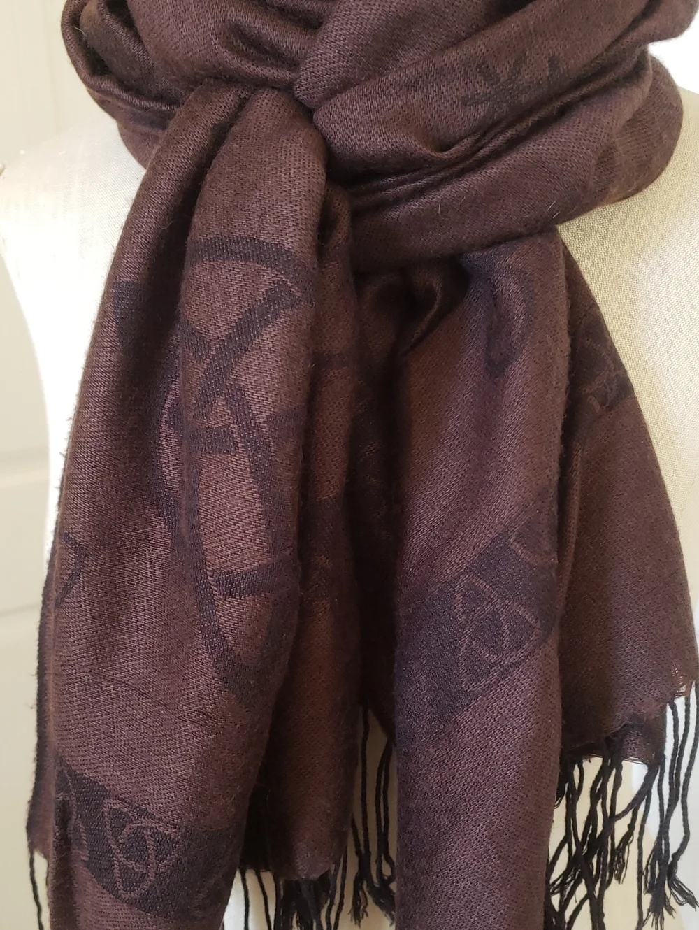 Black Brown Reversible Pashmina Scarf | Celestial Theme | Silk Blend